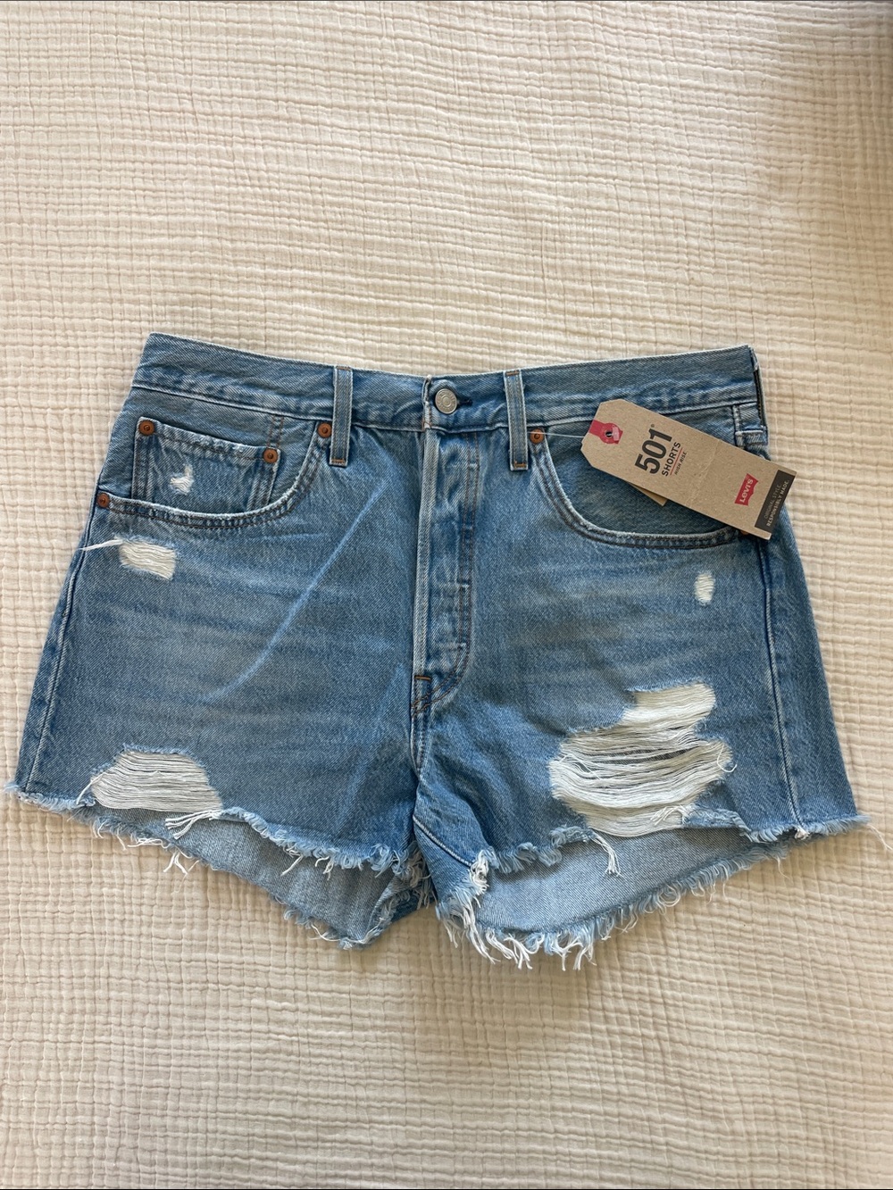 Levi's Distressed Light Blue Denim Jean Shorts size 30